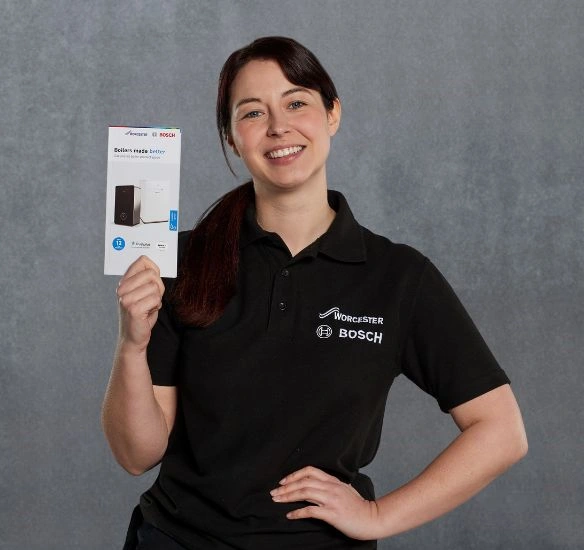 Installer holding brochure